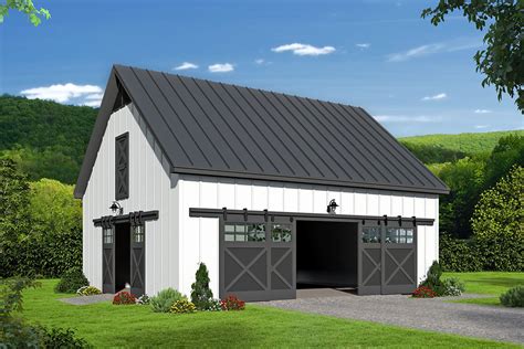 Barn-style Garage with Vaulted Loft Above - 68690VR | Architectural ...