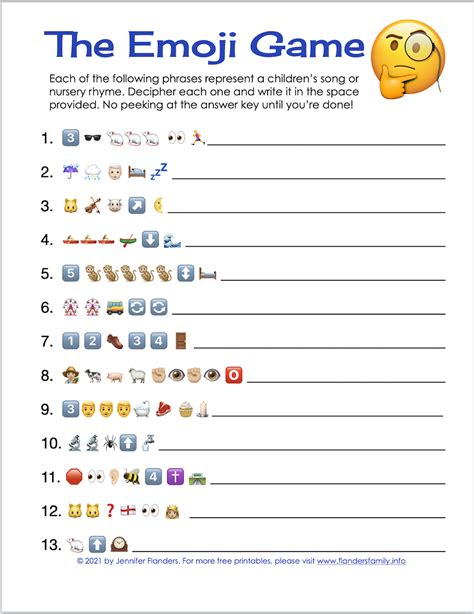 Free Printable Emoji Game - Flanders Family Homelife