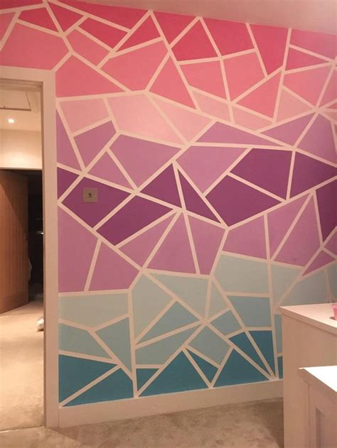 Pink and Purple Bedroom Design Unique Geometric Ombré Painted Wall Pink Purple ... | 1000 | Wall ...