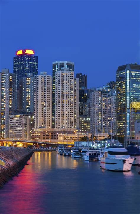 Pier in Hong Kong Harbor at Night Stock Photo - Image of private, fame ...