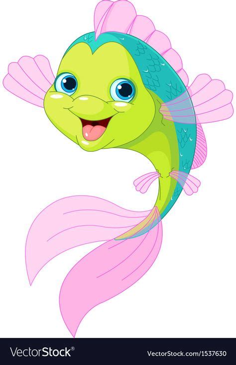 Cute cartoon fish Royalty Free Vector Image - VectorStock | Art drawings for kids, Cute cartoon ...