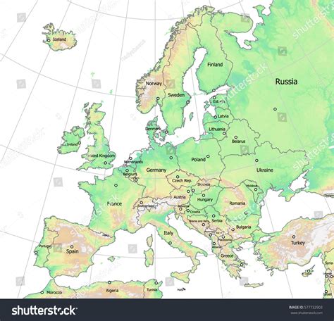 Elevation Map Europe Detailed Vector Countries Stock Vector 577732903 ...