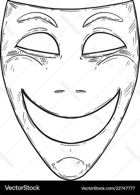 Artistic drawing of happy smiling comedy mask Vector Image