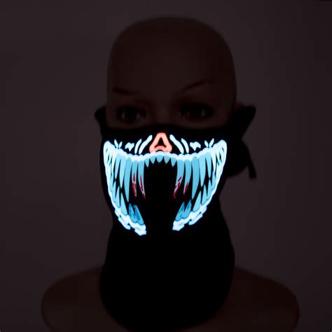 Unisex LED Luminous Flashing Face Mask Party Light Up Halloween Cosplay ...