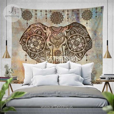 Boho Elephant Tapestry, Ganesh Elephant wall hanging, Indie shabby chic tapestry wall hanging ...