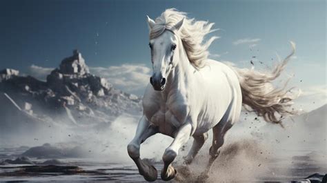 Premium AI Image | white horse unicorn