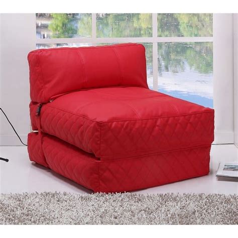 Gold Sparrow Austin Leather Convertible Bean Bag Chair Bed in Red - ADC ...