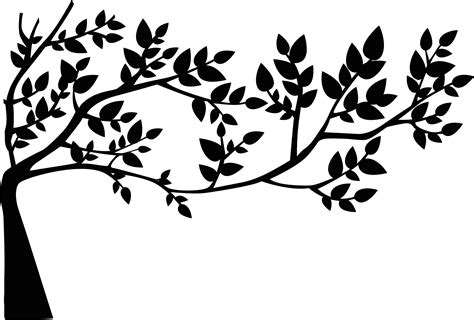 tree branch with leaves silhouette - Clip Art Library