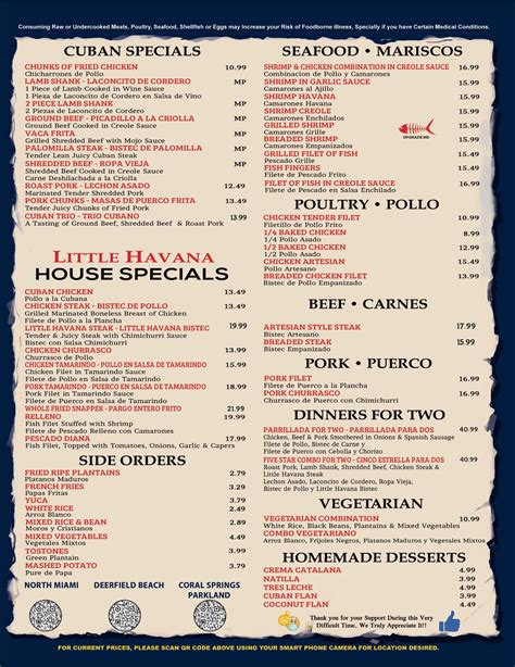 Deerfield Beach Authentic Cuban Food Menu - Little Havana Restaurant