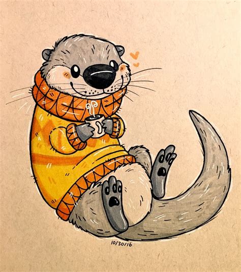 Maggie loves otters | Marker art, Cute drawings, Otter art