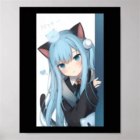 Anime Neko Cat Girl Pastel Kawaii Japanese Waifu O Poster | Zazzle