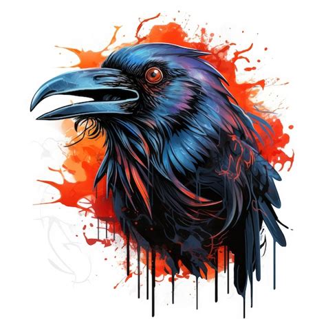 Premium Photo | Raven portrait Halloween illustration scary horror design tattoo vector isolated ...