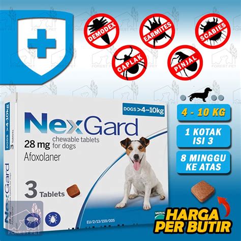 Jual Obat Kutu Anjing Nexgard 4 - 10kg / Obat Kutu Anjing / Demodex, Earmites dll (Harga per 1 ...