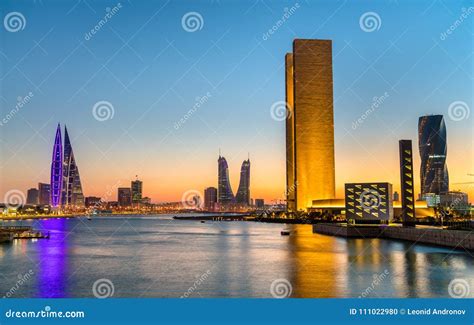 Skyline of Manama at Sunset. the Kingdom of Bahrain Stock Photo - Image ...