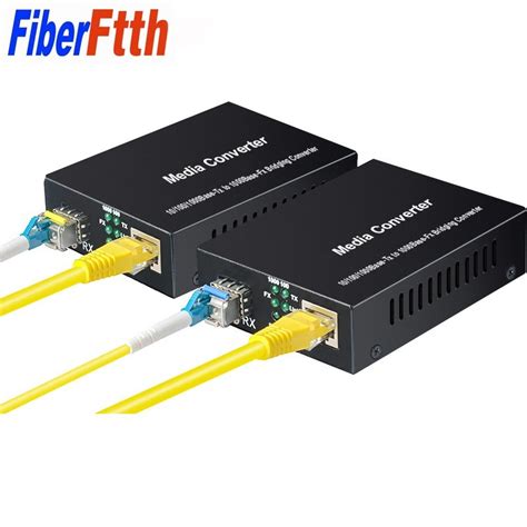 Fiber Optical media converter 1 port sfp to 1 rj45 gigabit optical fiber ethernet 10/100/1000M ...