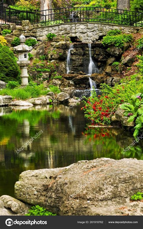 Cascading Waterfall Pond Japanese Garden Stock Photo by ©YAYImages ...