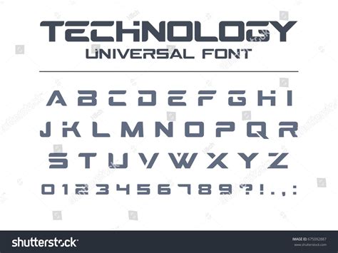 Technology font. Geometric, sport, futuristic, future techno alphabet. Letters and numbers for ...