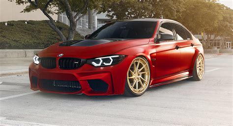 Red BMW M3 Tries To Look Special With Gold Wheels - car news