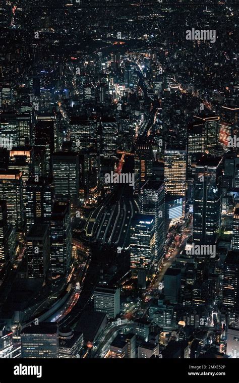 An aerial view of the Tokyo skyline at night Stock Photo - Alamy