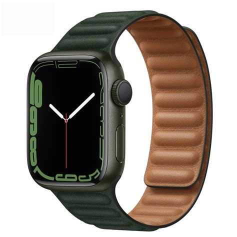 Magnetic Leather Band For Apple Watch Olive Green | CaseCandy