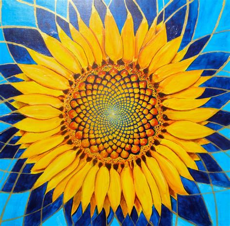 Fibonacci sunflower | Dot art painting, Sunflower drawing, Sunflower art