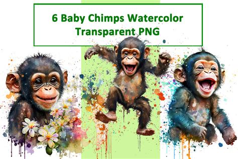 Baby Chimp Watercolor Happy Smiling PNG Graphic by nikola · Creative Fabrica