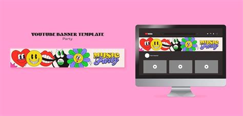 Free PSD | Retro music party youtube banner template