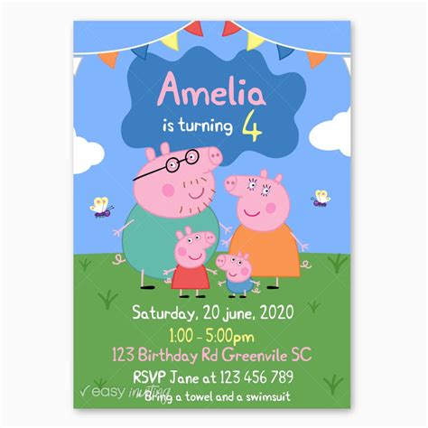 Peppa Pig Birthday Invitations Free