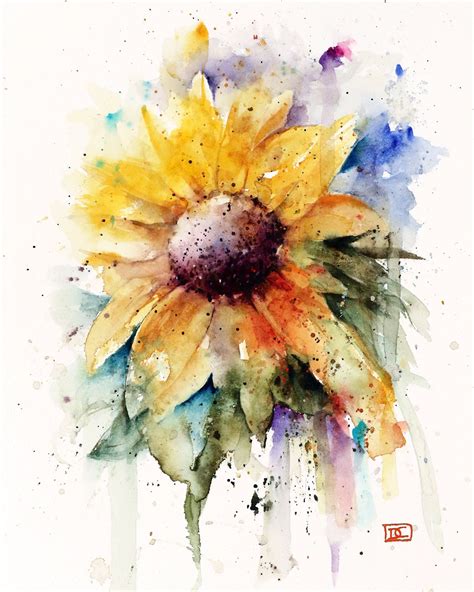 SUNFLOWER Watercolor Flower Print By Dean Crouser | Etsy