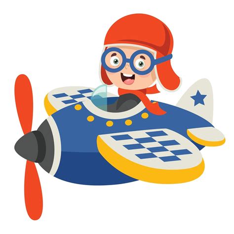 Happy Kid Flying In Airplane 2538908 Vector Art at Vecteezy