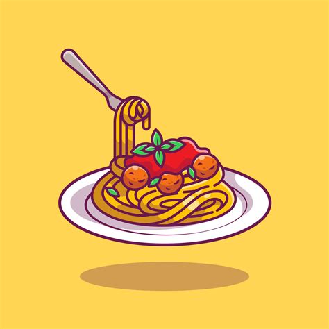 Spaghetti Cartoon Vector Icon Illustration. Pasta Food Icon Concept ...