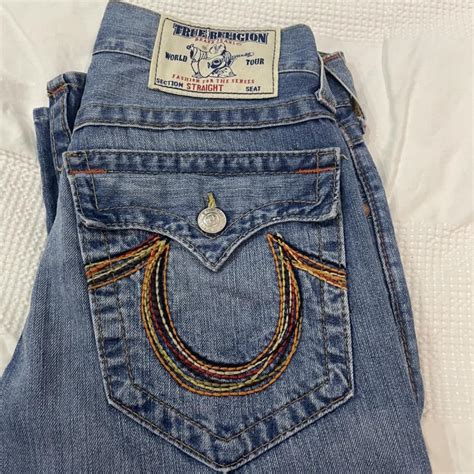 True religion straight/baggy fit jeans with rare... - Depop