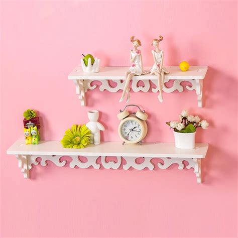 Modern White Wooden Shelf Filigree Style Decorative Wall Mounted Floating Shelves for Book ...