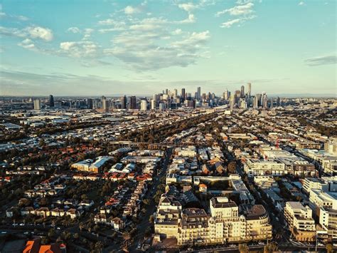 Premium Photo | Aerial view of melbourne city from port melbourne