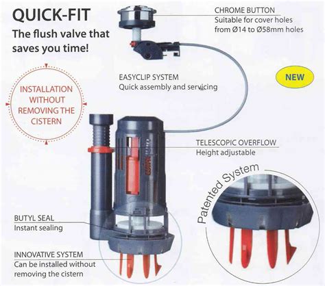 Macdee Wirquin Quick Fit Toilet Flush Valve With Push Button