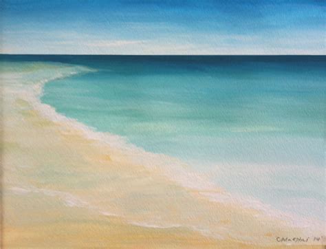 Watercolor Beach Painting Ocean Painting Framed Modern Beach