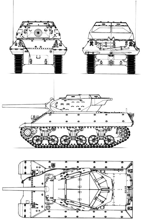 M10 tank destroyer Blueprint - Download free blueprint for 3D modeling