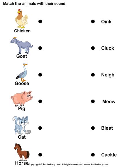 Sounds of Farm Animals Worksheet - Turtle Diary