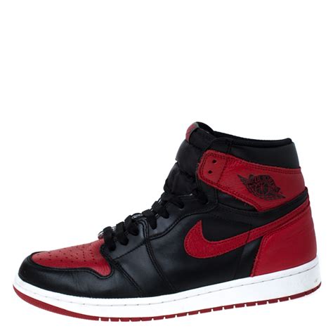 Nike Black And Red Leather Air Jordan 1 Retro High Top Lace Up Sneakers Size 43.5 Nike | TLC