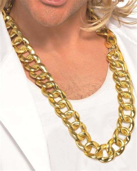 Chunky Gold Chain Necklace Gangster Pimp Hip Hop Rapper Costume Jewellery 80s - Jewelry ...