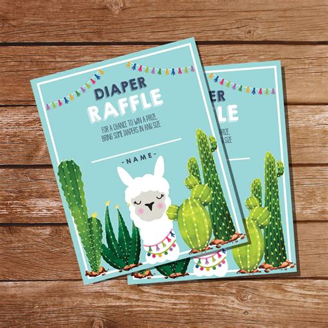 Llama Baby Shower Diaper Raffle Card | Cute Llama Baby – Sunshine Parties