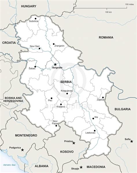 Vector Map of Serbia Political | One Stop Map