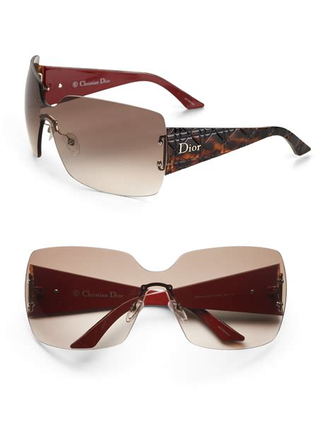 Dior Rimless Shield Sunglasses in Brown | Lyst