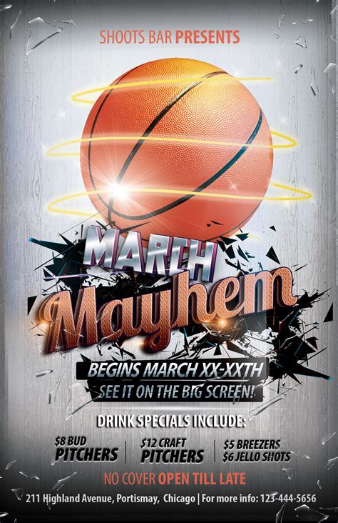 The Madness Begins! FREE 5 Basketball Flyers in PSD for the Big Tournament | NextDayFlyers