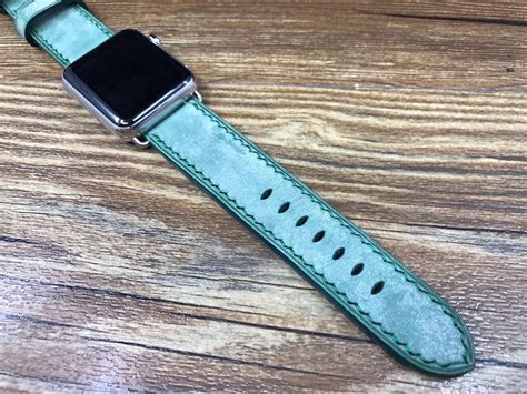 Apple Watch 44mm Apple Watch Band Green Watch Band Leather | Etsy