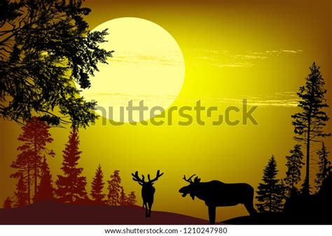 Illustration Moose Silhouettes Forest Stock Vector (Royalty Free) 1210247980 | Shutterstock