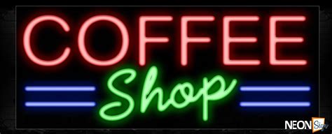 Coffee Shop With Blue Lines Neon Sign - NeonSign.com