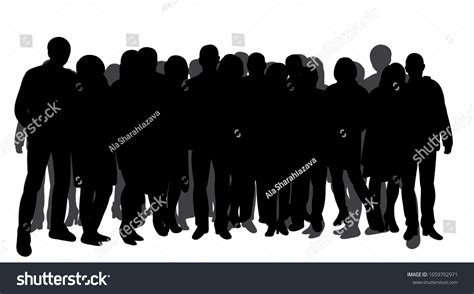 Vector Isolated Silhouette Crowd People On Stock Vector (Royalty Free) 1059702971 | Shutterstock