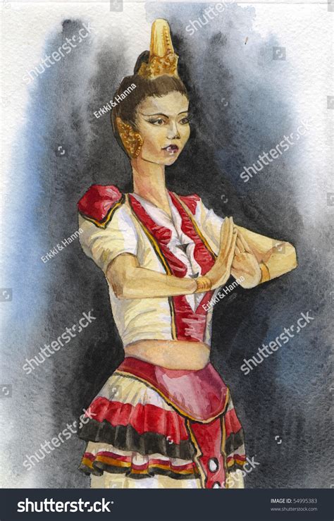 Watercolor Sri Lankan Dancer Traditional Costume Stock Illustration 54995383