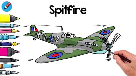 Aim for the sky and draw Spitfire Real Easy Step by Step - YouTube